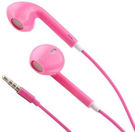 3.5mm Pink Iphone Headphones Earphones With Remote Mic Volume Controls For Apple iPad iPhone 5 5S 5C