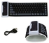 1*Keyboards USB Mini Flexible Silicone Keyboard Foldable For Laptop Notebook BK- Black
