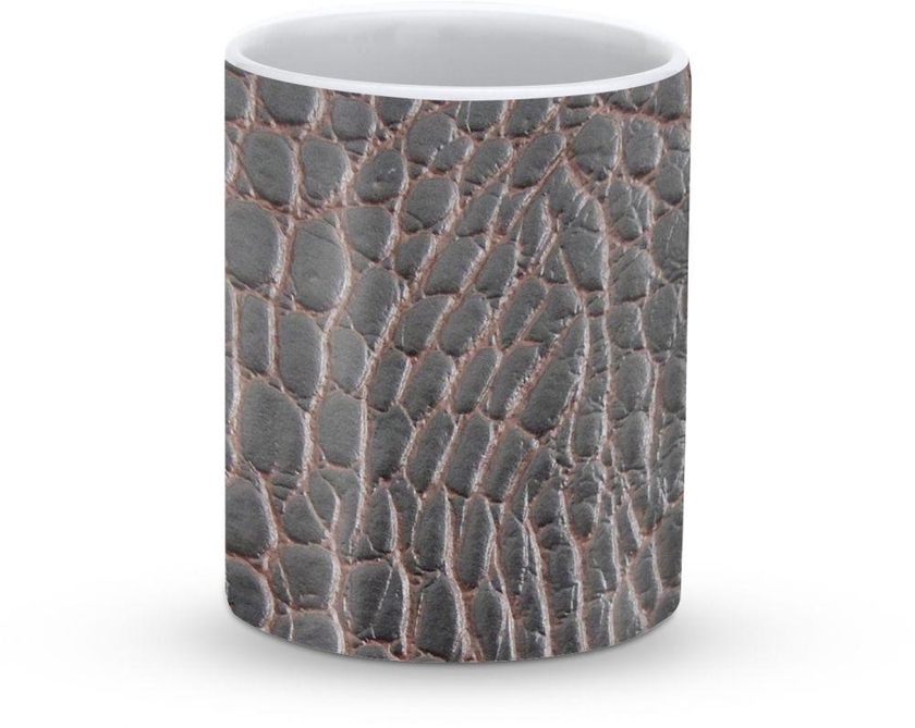 Stylizedd Mug - Premium 11oz Ceramic Designer Mug- Cowhide Leather Brown-Black