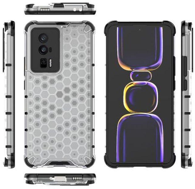 Xiaomi Redmi K60 Pro, Shockproof, Durable And Anti-Slip Honeycomb Protective Pattern Cover - Black Edges Transparent Back