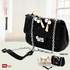 Baguette style Handbag in quilted PU leather with cross body silver chain strap. DBHB03 DBS10081