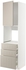 METOD / MAXIMERA خزانة عالية للفرن مع باب/3 أدراج - أبيض/Stensund بيج ‎60x60x220 سم‏