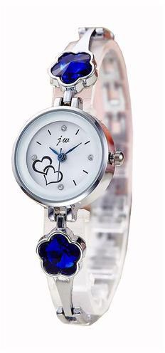 J&W Classic Watch With Royal Blue Studs -Silver Strap