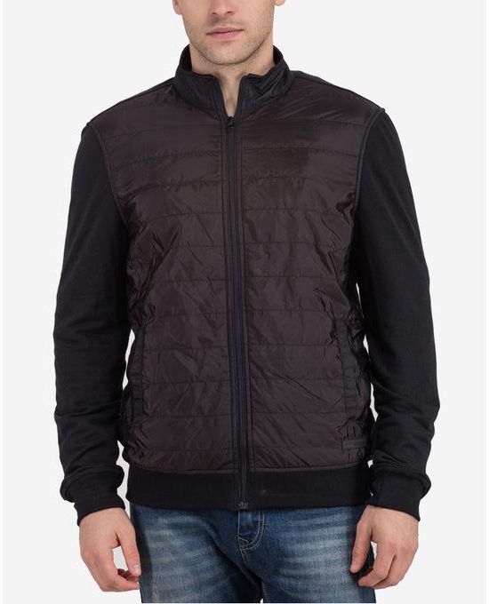 Ravin Bomber Nylon Jacket , Hand-Warmer Pockets , Stand Collar-Black