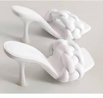 Ladies' Heeled Slippers -White 