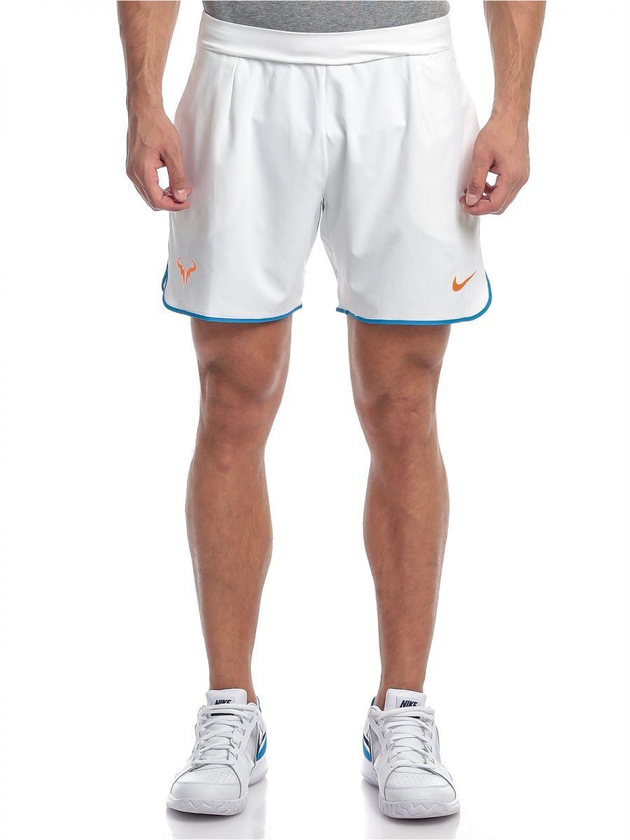 Nike NK821703-101 7 Inch Flex Ace Tennis Short for Men, White/Photo Blue/Total Orange