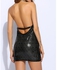 Sunshine New Fashion Women Sexy Spaghetti Strap Sequined Hollow Back Bodycon Mini Dress-Black