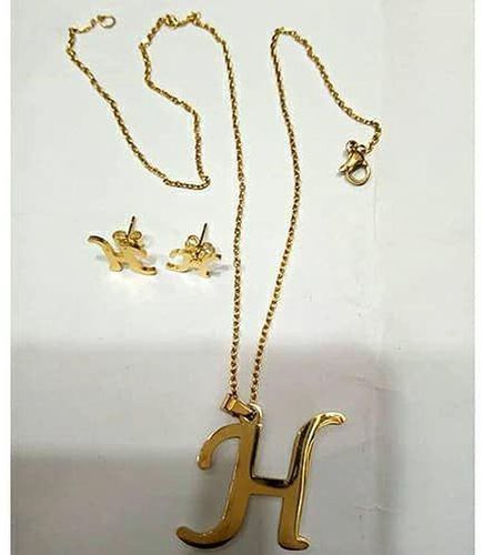 Letter H Pendant , EARRINGS And Necklace