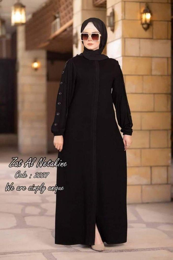 Black Saudi Crepe Abaya, Simple And Elegant Model
