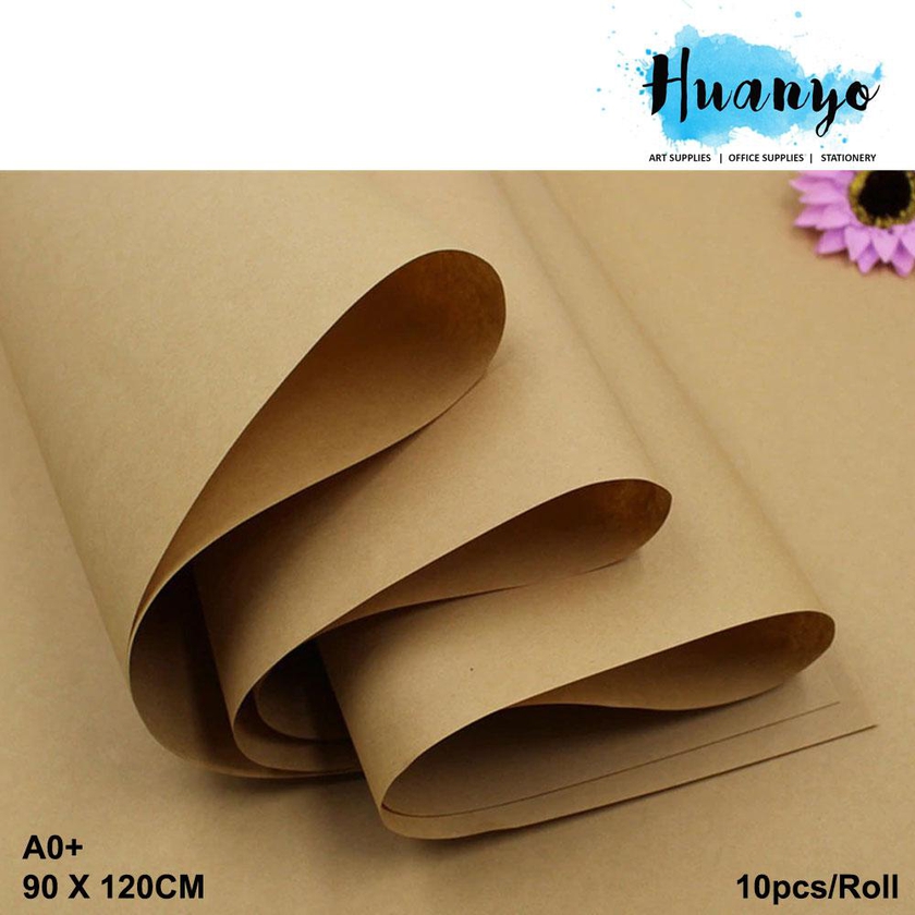 Huanyo Brown Kraft Paper Gift Wrapping Large A0+ Size - 120GSM (10pcs/roll)