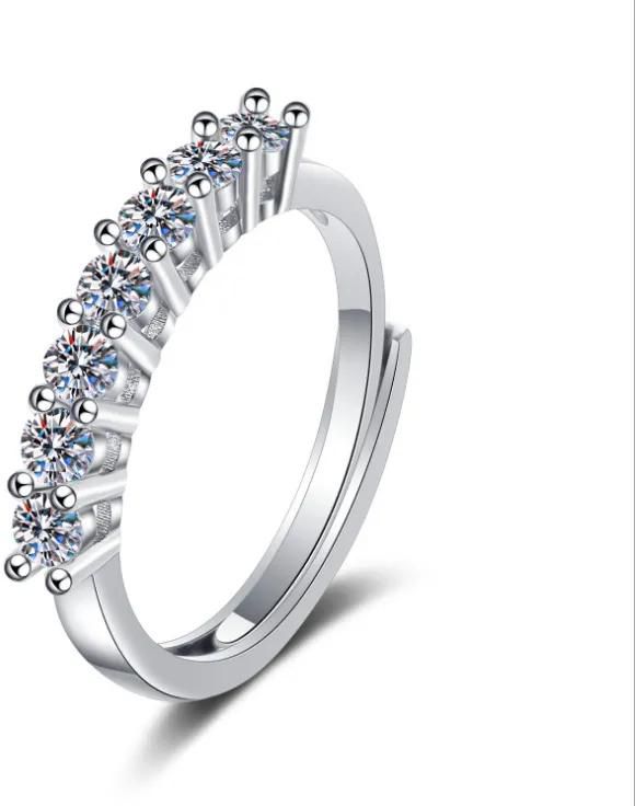 Amazon Hot Sale Fashion Classic Style Six Prong Large Diamond Jewelry Women's Classic Wedding Engagement Ring Gift Silver White Gold Free Size Brand MM
