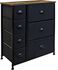 Sorbus Dresser with Drawers - Furniture Storage Tower Unit for Bedroom, Hallway, Closet, Office Organization - Steel Frame, Wood Top, Easy Pull Fabric Bins (Wood Top, Black)