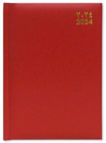 FIS A5 Diary 2024 (Arabic/English) 1 Side Padded Cover, Red - FSDI18AE24RE