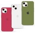 3 Pack Silicone Case Soft Slim Liquid Gel Silicone Shockproof Phone Cover Microfiber Lining Full Body Protection For Apple iPhone 13 6.1 inch Olive Green/White/Cherry
