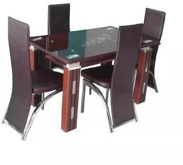 4 Seater Glass Dining Set From, Wood Glass Dining Table And Chairs