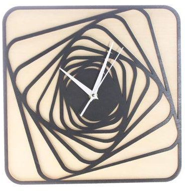 Laser Cut Spiral Square Wood Rustic Wall Clock Wall Decoration Home Décor Living Bedroom Office Vintage Décor