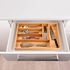 Bamboo Cutlery Tray, 43 x 30 x 6 cm Cutlery Tray, Cutlery Organizer with 6 Compartments, Divider Cutlery Drawer, Wooden Drawers for Kitchen