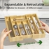 SAFFRUFF Expandable Bamboo Drawer Organizer - Adjustable Utensils Holder & Silverware Organizer - Cutlery Tray, Wooden Drawer Dividers for Drawer Organization and Storage (7 Slots) - -DrwOgz-Bboo-CA
