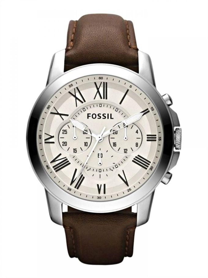 Fossil Grant Watch For Men Analog Leather Band , Quartz.