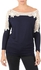 CUE CU-WCT-76 Blouses For Women-Navy and Offwhite , Xlarge