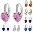 Magideal Stud Earings Rhinestone Crystal Heart Shape Drop Dangle Earrings Jewellry