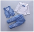 Vacc Denim Pants and Vest 3 Piece Set - 4 Sizes (Grey/Blue)