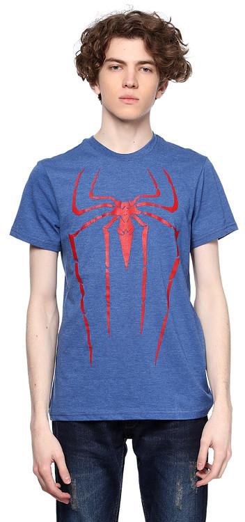 Spider Print Heather T shirt - Round neck - Short sleeves -L.R.BLUE