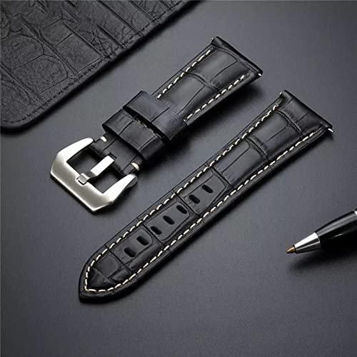 20mm Leather Strap compatible For Samsung galaxy watch 4 40MM 42mm 44mm 46MM Band Gear sport wrist bracelet samsung Galaxy Watch Active 2 40mm 44mm , gear s2 , amazfit GTS , Gtr , watch 3 41MM (black)