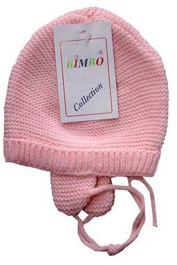 Bimbo Collection Baby Ribbed Beanie Wool Hat- Pink