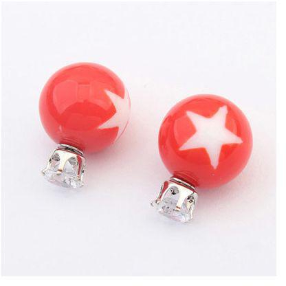 Fashion Daisy Red Star Pattern Decorated Round Earring
