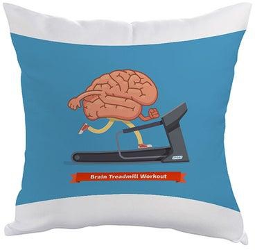 Brain Treadmill Workout Printed Pillow Blue/White/Black 40x40cm