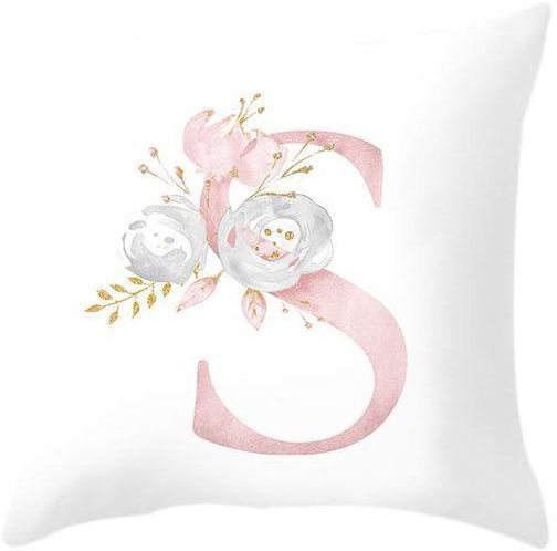 Generic 18 Inch Letter Pink Floral Printing Pillow Case Throw
