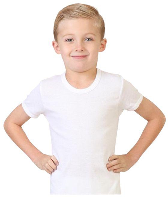Dice Half Sleeves For Boys Cotton Stretch-White