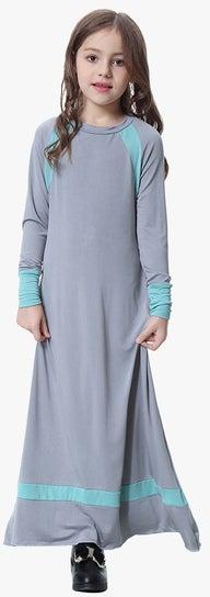 Ethnic Long Sleeves Arabian Jalabiya Grey/Blue