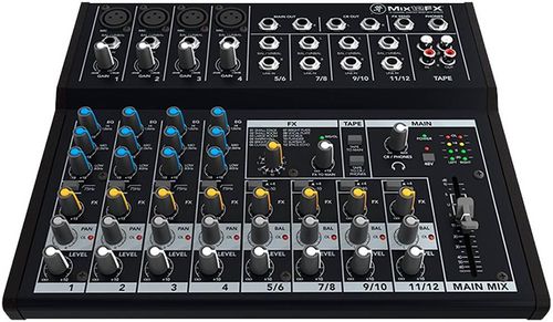 Mackie Mix12FX 12-Channel Compact Mixer with Effects, 4 Mic/Line Inputs with 3-Band EQ & HPF, 4 Stereo 1/4" Line Inputs, 48V for Condenser Mics, 12 FX - Reverbs, Choruses & Delays, Black | Mix12FX