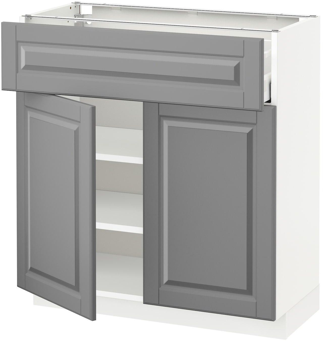 METOD / MAXIMERA Base cabinet with drawer/2 doors - white/Bodbyn grey 80x37 cm