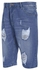 Fashion Men's Zipper Fly Ripped Jean Shorts - Light Blue