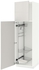 METOD خزانة عالية مع أرفف مواد نظافة - أبيض/Ringhult رمادي فاتح ‎60x60x200 سم‏