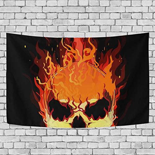 Flaming Skull Head Tapestry, Customized 3D Home Decorative Wide Wall Hanging Carpet Blanket for Bedroom Living Room Dorm, 60" X 40"