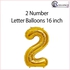 [IX] NUMBER 2 Letter Balloon 16 inch  toys for girls (Gold)