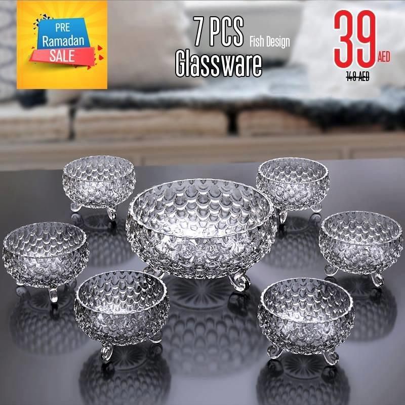 7PCS Glass Bowl Set with New Fancy Fish Design!