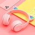 QOTSTEOS Children's Bluetooth Headphones, Cat Ears, Over-Ear Headphones with LED Light, Girls' Cat Ear Headphones, Over-Ear with LED Light, Foldable Stereo Headphones, Wireless (Pink)