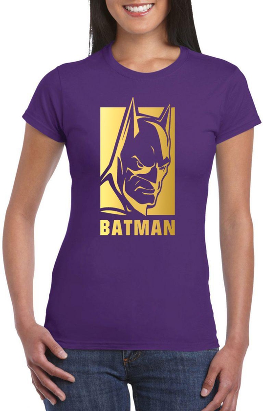 Purple Female Gildan Short Sleeve T-Shirt - Batman – Gold design