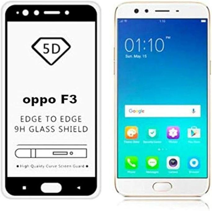 Tempered Glass Screen Protector For Oppo F3 - Black