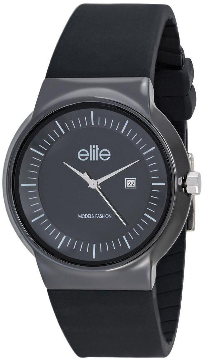 Elite Women's Black Dial Rubber Band Watch - E53429/003