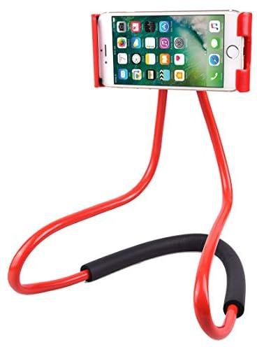Lazy Hang Neck Phone Holder, Multi-function Mobile Phone Stand Desktop Bed Car Lazy Bracket - Red_ with two years guarantee of satisfaction and quality