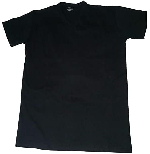 one year warranty_Black V Neck T-Shirt For Men639