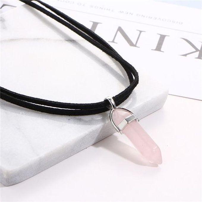 Fashion Black Leather Rope Multi-Color Crystal Agon Natural Stone Neck Chain Sweater Necklace Pendant For Women And Men(#style 1)