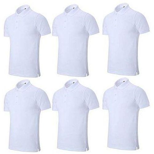 Plain Polo T-Shirt Half Dozen 6 In 1 Short-Sleeve-White