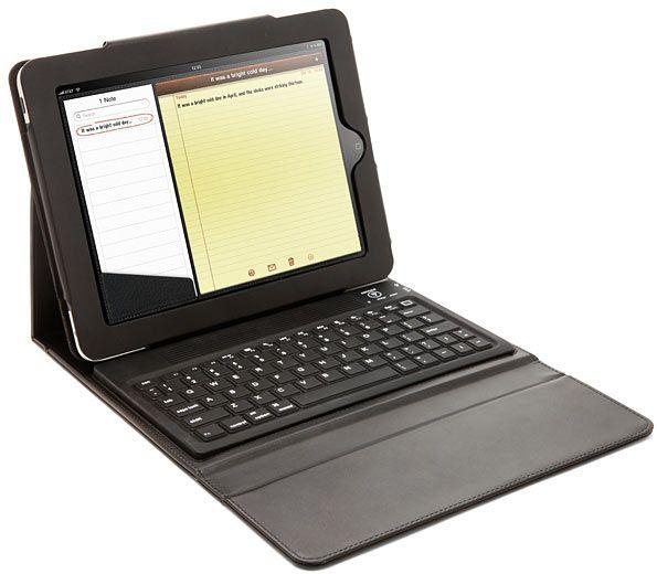 Extended Leather Stand Case Cover for iPad with Wireless Bluetooth Keyboard - Black